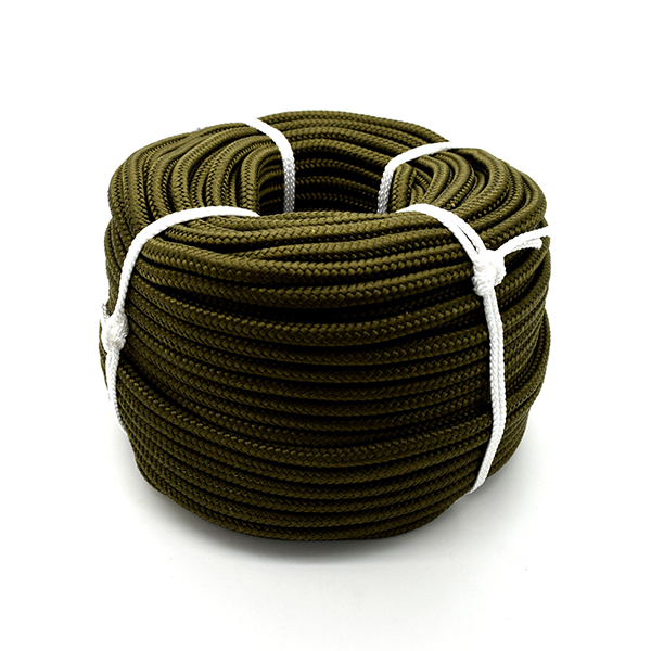  10mm Diameter Polypropylene Rope in Military Khaki Army Green for Survival and Camping Activities.